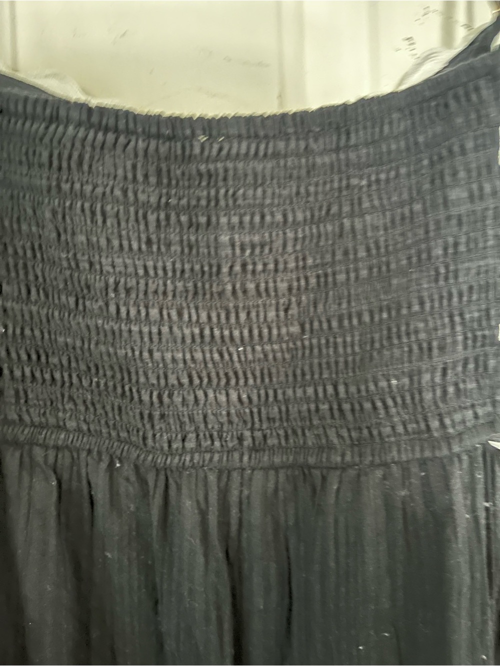 Anthropologie Black Dress with White Scallop Stripes - Picture 3 of 5